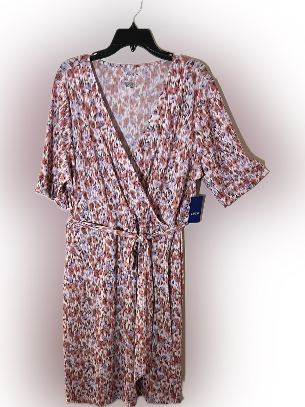 Kohl's Apt. 9 Pink and Purple Floral Print Wrap Dress